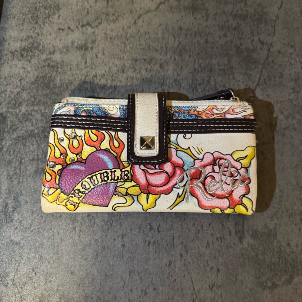 Y2K Vintage Relic wallet Ed Hardy art